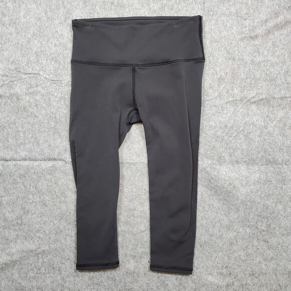 Lululemon Leggings Womens Small Reveal Crop Black Mesh Side Panels Yoga Run Gym - Picture 1 of 7